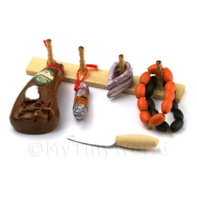 Puppenhaus Miniatur Holz Rack mit Einem Auswahl Von Fleisch