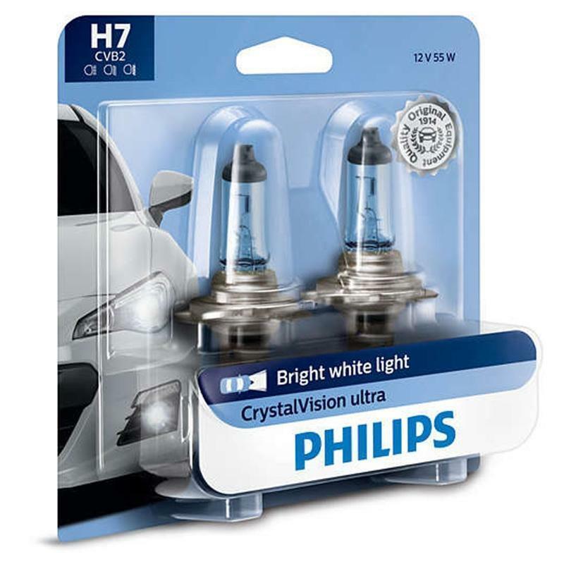 Philips Crystal Vision Ultra H7 Bright White Headlight Bulb (pair)