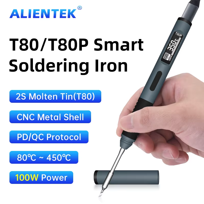 T80/T80P Soldering Iron Adjustable Temperature 100W Fast Heat Portable Digital S