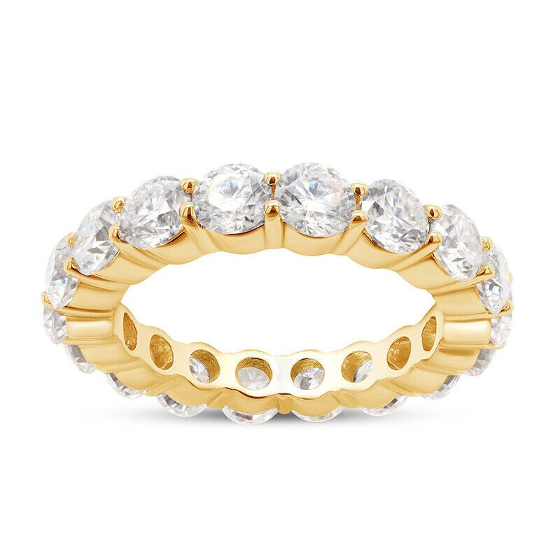 4.00 Carat G-H VS-SI Real Lab Grown Diamond Eternity Band Ring 14K Yellow Gold