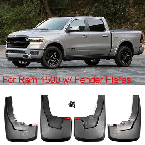 For 19-24 Ram 1500 w/ Fender Flares 4 pcs Front Rear Splash Mud Guards Flaps Kit