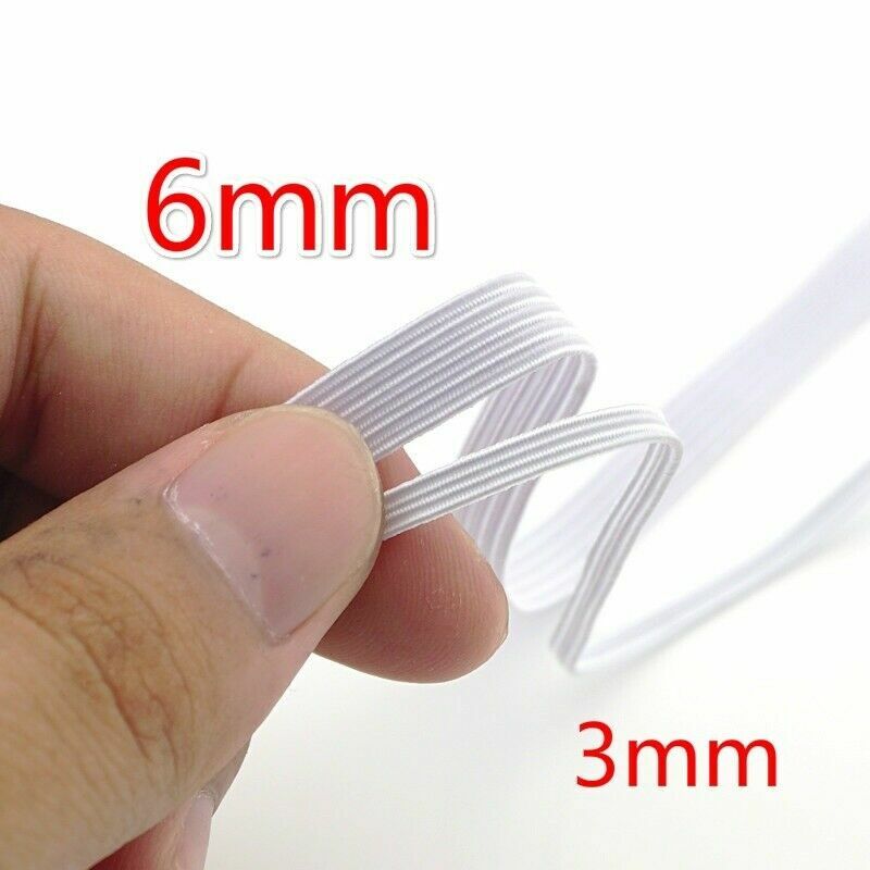 6mm Skinny Elastic Band Cord Flat Ribbon Stretch Rope Trim Sewing Craft 100M