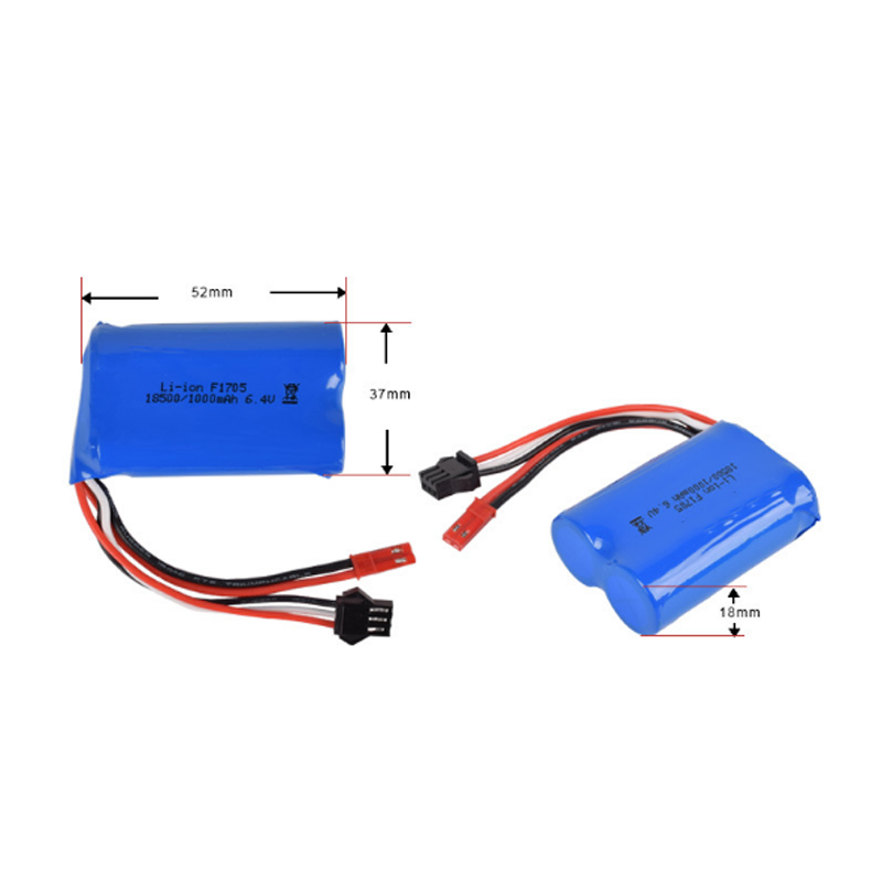 18500 1000mAh 6.4V SM-3P JST Plug 15C Battery For L959-A L969-A RC Car Toys