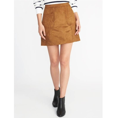 Faux suede top skirt navy