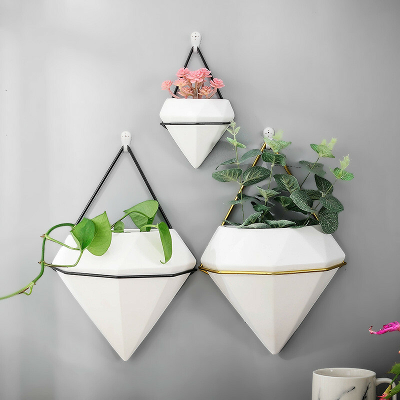 LACUISINE Wall Hanging Plant Flower Pots Planter Metal Stand Wall Arts Decor