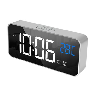 Digital Mirror Alarm Clock Snooze Clock Temperature LED Display Clock Bedside