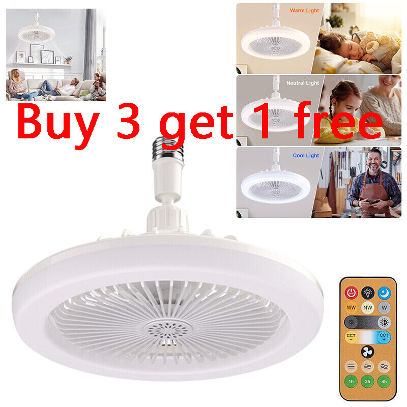 Large Ceiling Fan for E27 Socket  30W with Dimmable LED Light Remote Controller