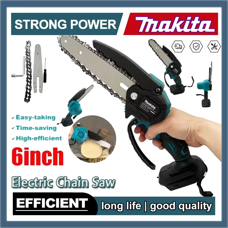 Electric Saw 6 Inch Chain Saw Handheld Portable Wood Logging Chainsaw Garden Pru
