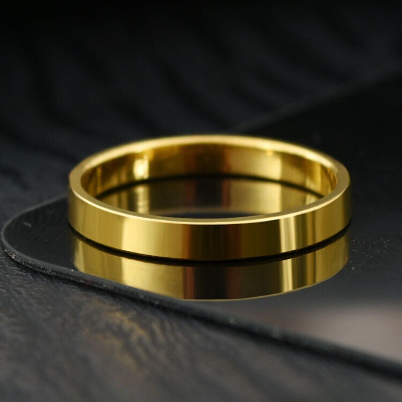 Pure 999 24K Yellow Gold Lucky Smooth Rings US Size 8-9
