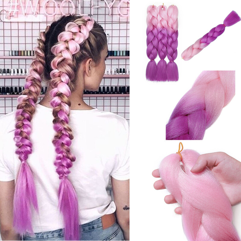 Colorful Jumbo Braid Hair Twist Plait DIY Extensions Long Box Ombre Festivsal US