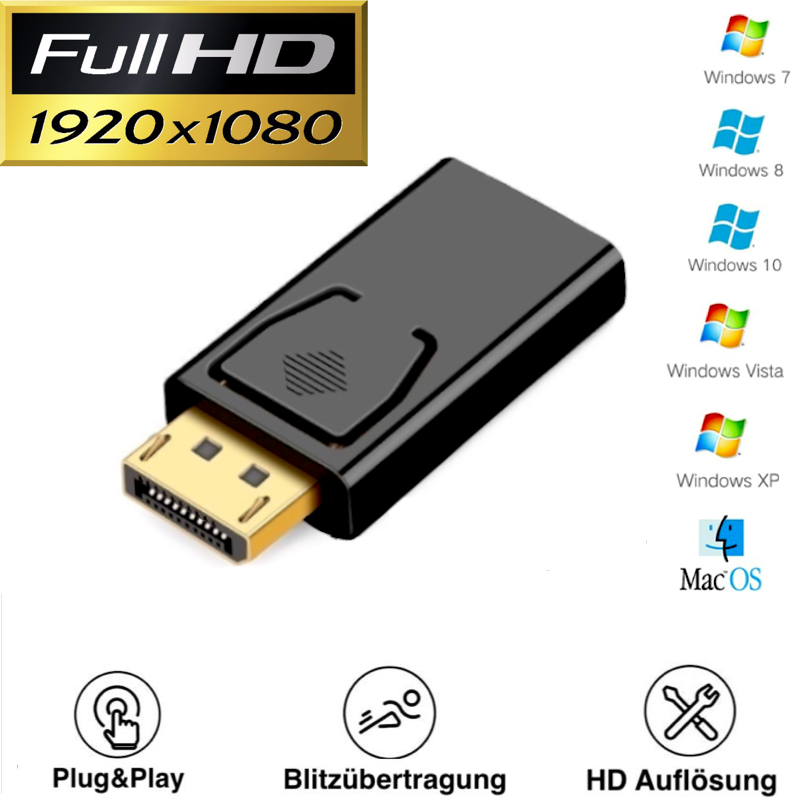 DisplayPort HDMI Adapter Konverter DP 1.2 zu HDMI 1.3 4K Full HD 1080P (TOP)