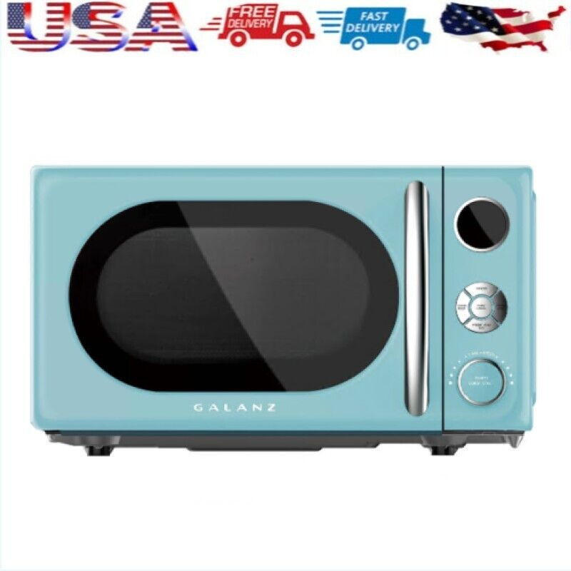 0.7 Cu. ft. Retro Countertop Microwave Oven Small Home Kitchen 700 Watts Blue