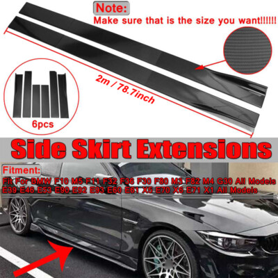 78.7'' Carbon Fiber Side Skirt Extension Lower Lip For BMW 3 series F10 F30/F80 #