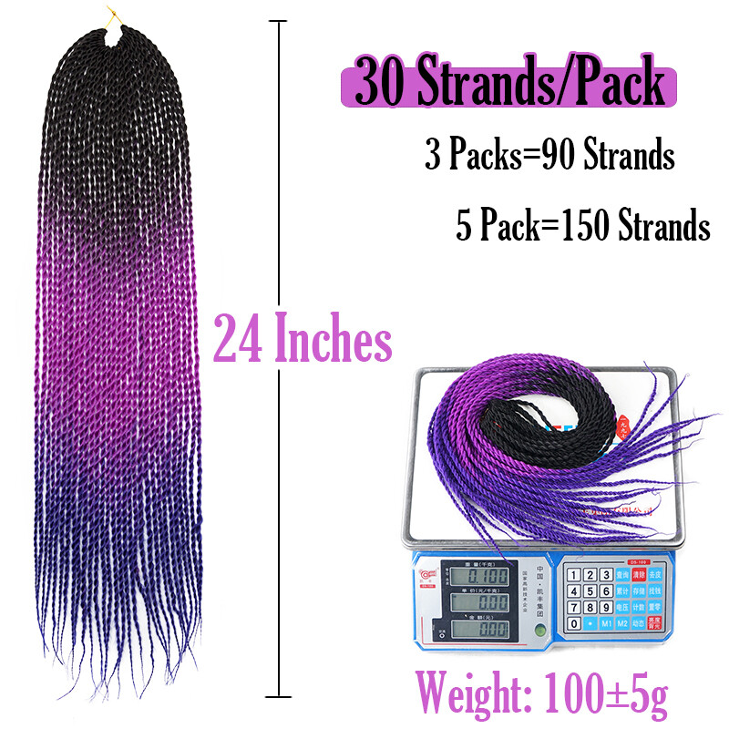 24 Inch Senegalese Twist Havana Braids Hair Extensions Afro Braiding Grey Ombre