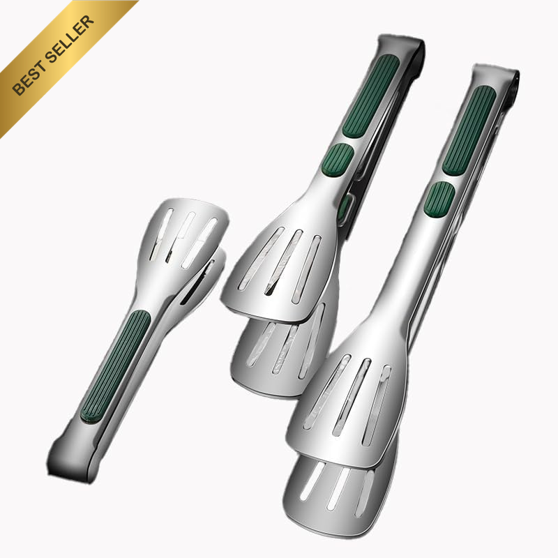 Stainless Steel Kitchen Tong Set, Stainless Steel Kitchen Tongs, Anti-Slip Heat-