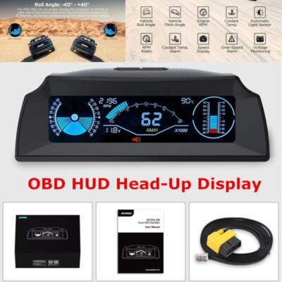 12V Car OBD Multi-function Gauge HUD Head-Up Digital Speedometer Slope Display