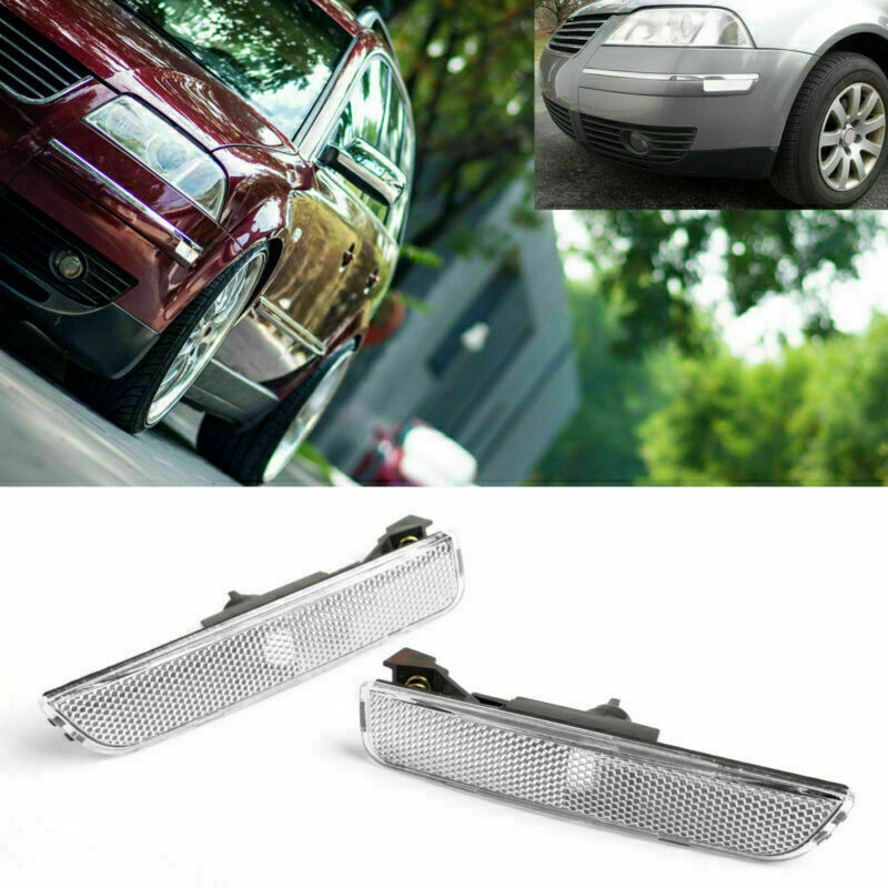 Fits 2001-2005 VW Passat B5.5 1 Pair Front Bumper Side Marker Lights White F8