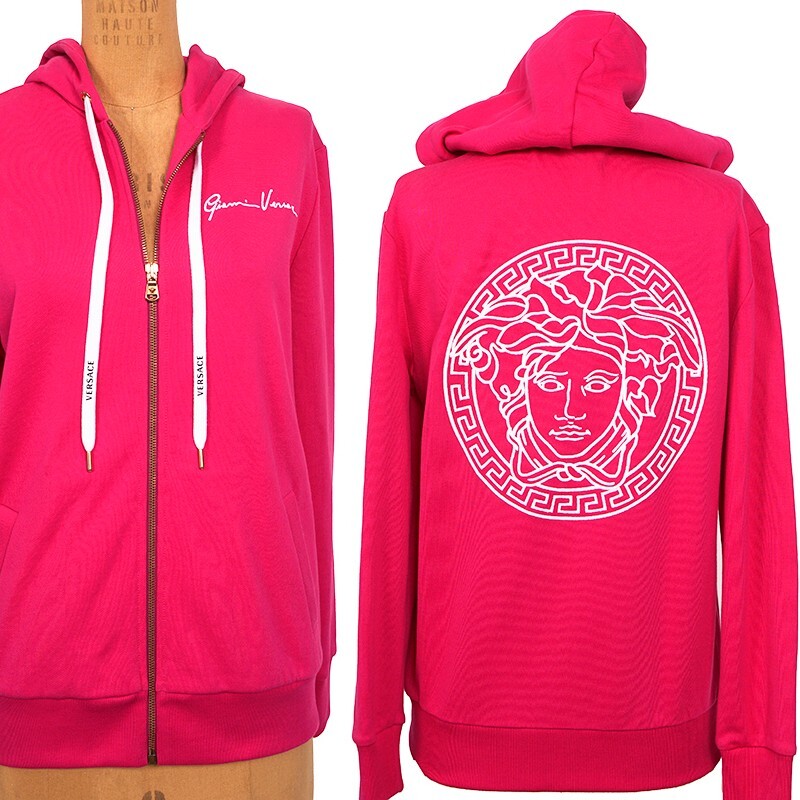 XS NEW $950 VERSACE Woman Hot Pink MEDUSA LOGO Oversize