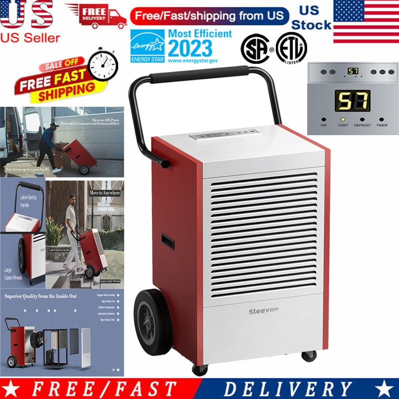 7500 Sq. Ft, 210 Pints Large Industrial Commercial Dehumidifier with Drain Hose