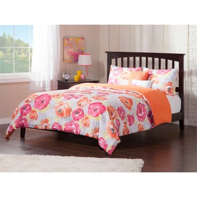 AFI Mission Queen Solid Wood Platform Bed with USB Charger in Espresso