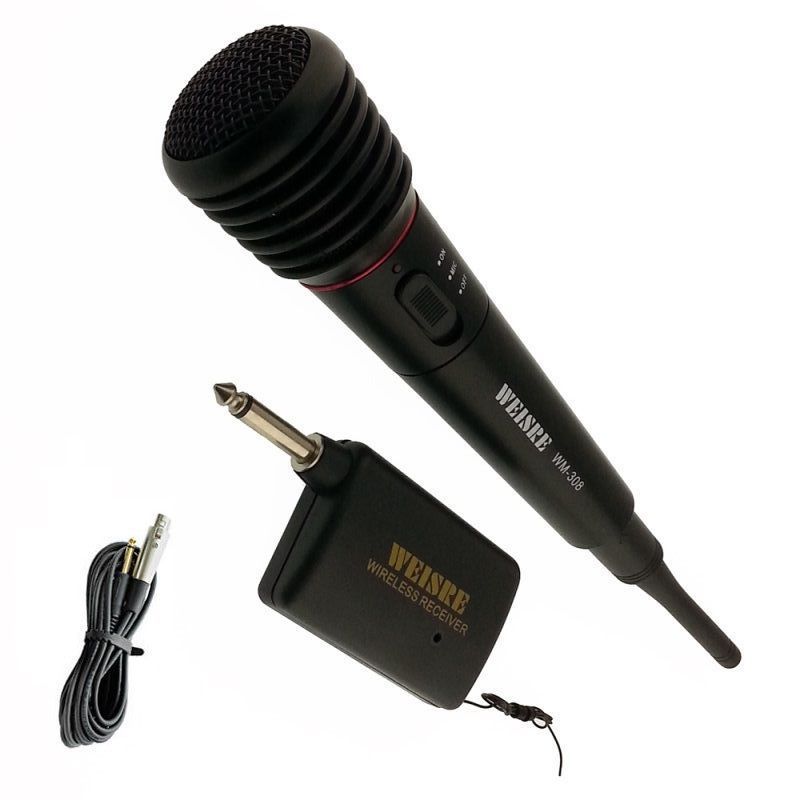 Microfono Professionale Con Filo O Wireless Weisre WM-308 Karaoke Feste Nero hsb