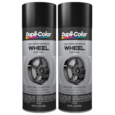 Duplicolor HWP108 (2 Pack), Wheel Coating / Paint, Gloss Black - 12 oz Aerosol