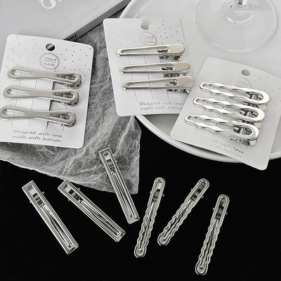 3PCS Korean Style Simple Fashion Hairpin Metal Duckbill Clip Barrettes Side Cljo