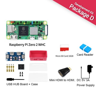Raspberry Pi Zero 2 W Starter Kit GPIO Pin Board USB HUB Power Supply Case HDMI