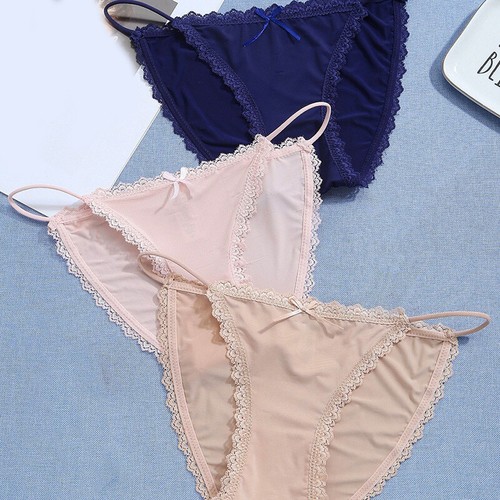 Women's Sexy Satin Lace Tanga Bikini Knickers Briefs Panties Lingerie Full Back