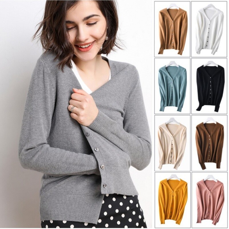 Femme Cardigan Tricot Faux Laine Court Pull Bouton Manteau Extérieur Slim
