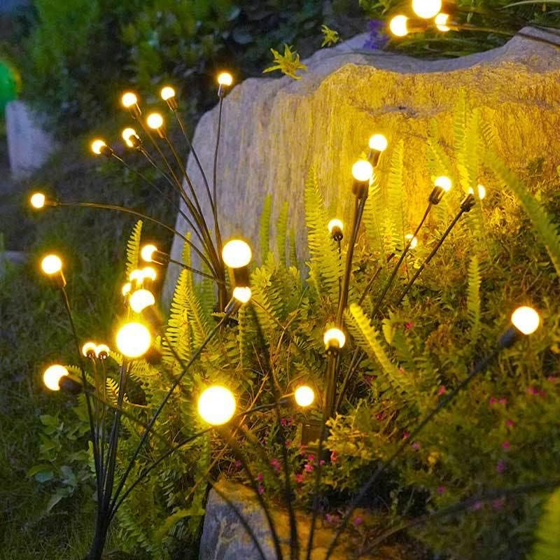 Firefly Solar Lights Outdoor 10 Led Bulb 2 Pack - Swaying Flicker Flashing 2 Mod