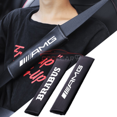 2X NEW BRABUS/A.M.G Carbon Fiber look Seat Belt cover Shoulder Pad FIT ALL CARS
