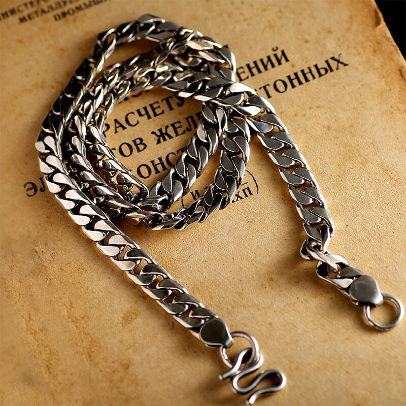 Pre-owned Cadena Para Hombres Plata De Ley 925 Vintage  De Lujo Tailandés 7,5mm 55cm In No Stone