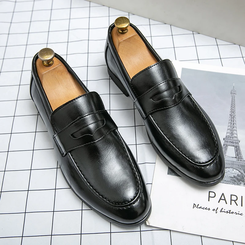 Men Casual Leather Shoes Dress Leather Loafers Men Classic Casual Business Shoes