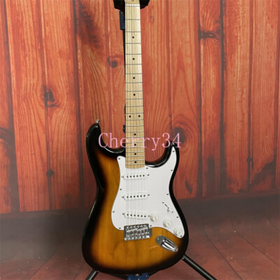Custom ST 2TS Electric Guitar 3S Pickups White Pickguard Chrome Hardware