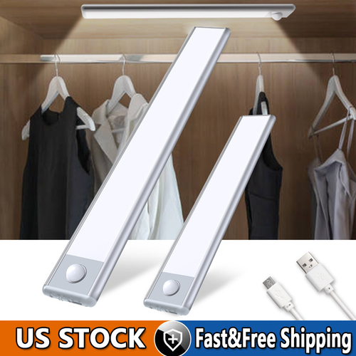 LED Motion Sensor Under Cabinet Closet Light USB Rechargeable Kitchen Lamp Strip