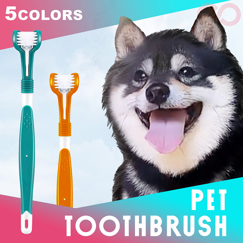 3- Sided Dog Pet Toothbrush Cleaning Brush Teeth Cat Dental Care Oral Mouth Oz