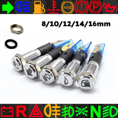 8 10 12 14mm Led Warning Pilot Light  12V LED Dash Panel Indicator Lamp Car Van