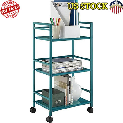 3 Shelf Rolling Utility Cart Metal Kitchen Office Living Room Decor Durable New