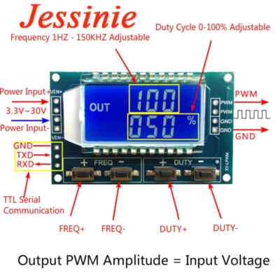 PWM Pulse Frequency Generator LCD Adjustable Duty Cycle Board Module