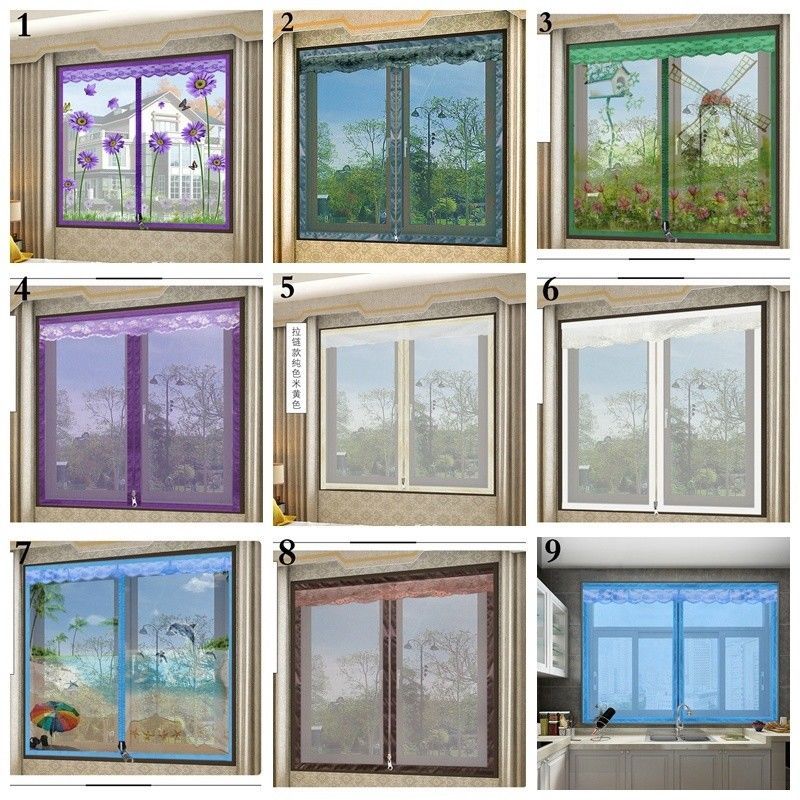 mesh-window-zipper-curtain-insect-mosquito-screen-net-protector-bug-fly-door-new