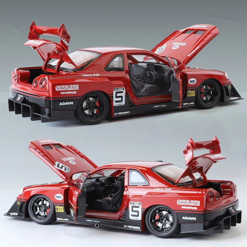Nissan Skyline (R34) 1:24 ミニカー Tamiya 1/24 Nissan Skyline GT-R V-Spec (R34) Plastic Model
