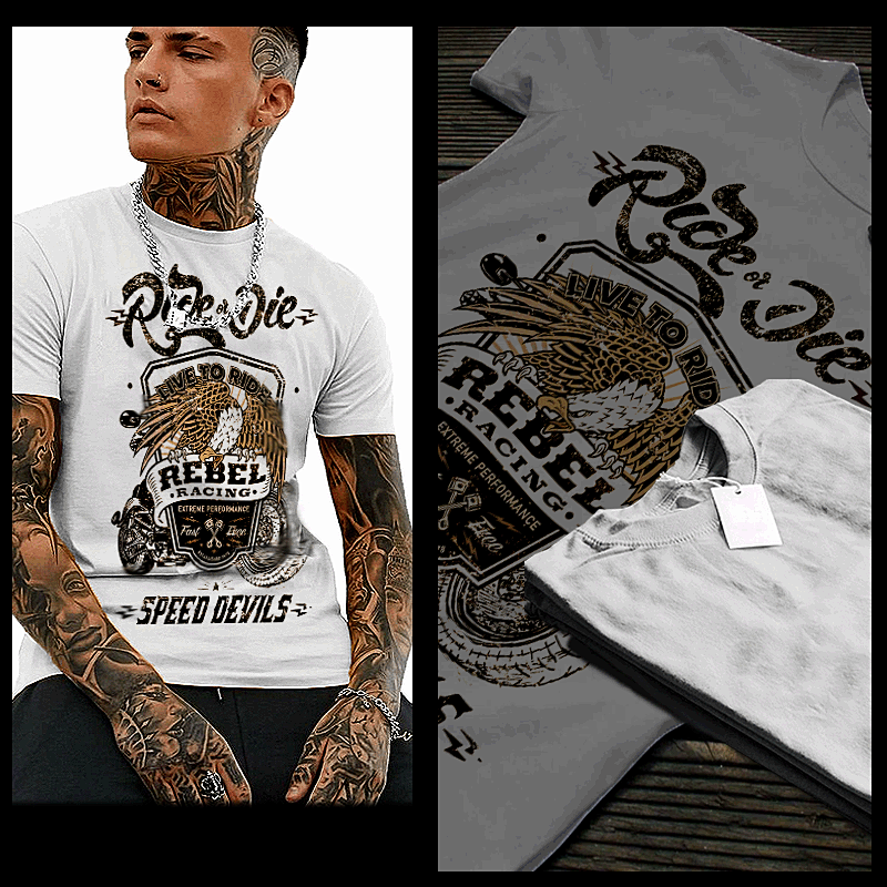 Motorcycle t-shirt racing American motorbike sport racing drag racing eagle tee