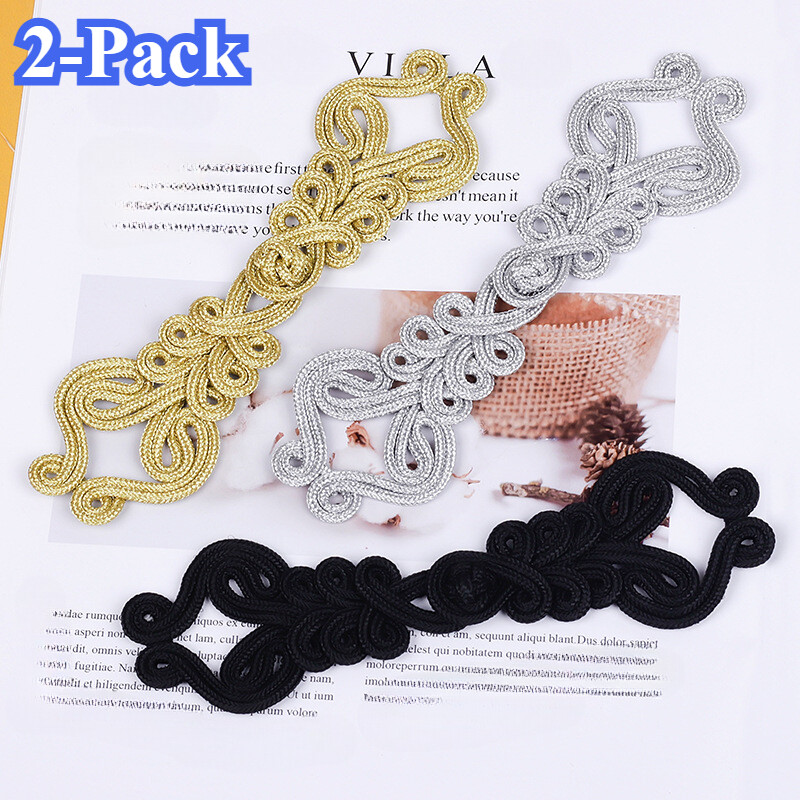 Lot De 2 Gros Boutons En Nœud Chinois Avec Broderie Fermeture DIY Couture