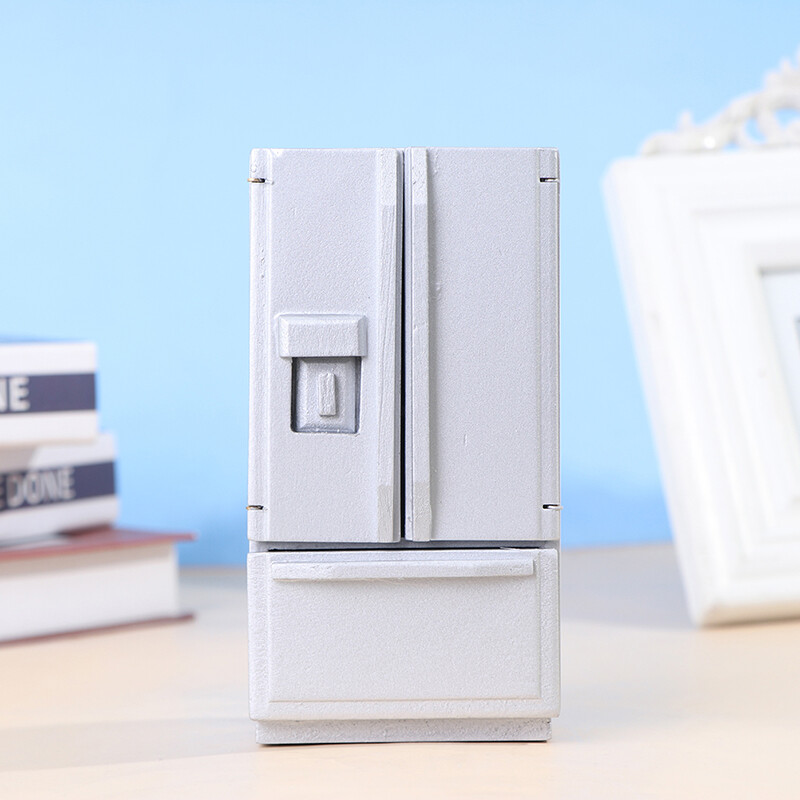 1/12 Dollhouse Miniature Kitchen Wooden Fridge Refrigerator Doll House Furnitur&