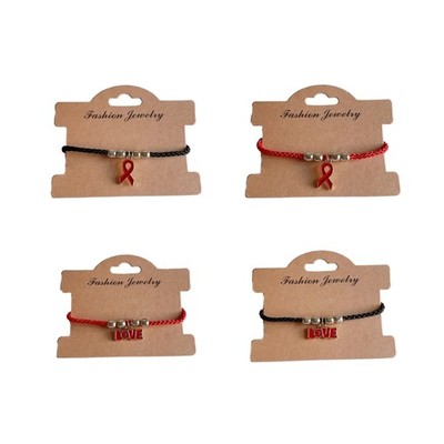 Simple Red Ribbon Ankle Bracelets HIV/AIDS Awareness String Bracelets Wristband