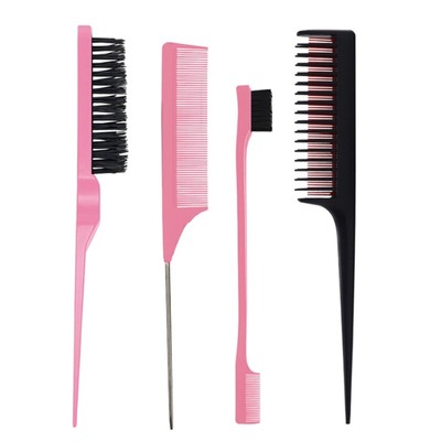 4Pcs Slick Brush Set Bristle Hair Brushes Teasing Comb Grooming Combs