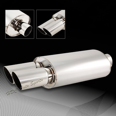 3quot Dual Slant Tip Stainless Steel 25quot Inlet Weldon Exhaust Muffler Universal 1