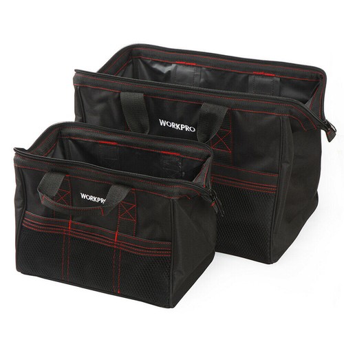 WORKPRO 2-Pack 18" 13" Heavy Duty Tool Bag Case Zip Top Wide Open Mouth Storage