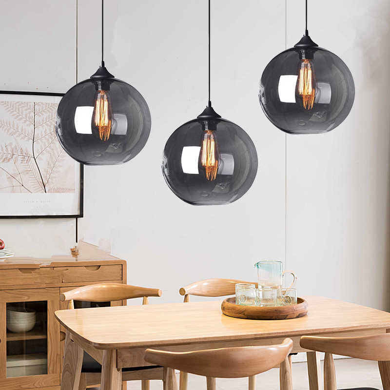 Glass Pendant Lighting Bedroom Lamp Kitchen Pendant Light Bar Gray